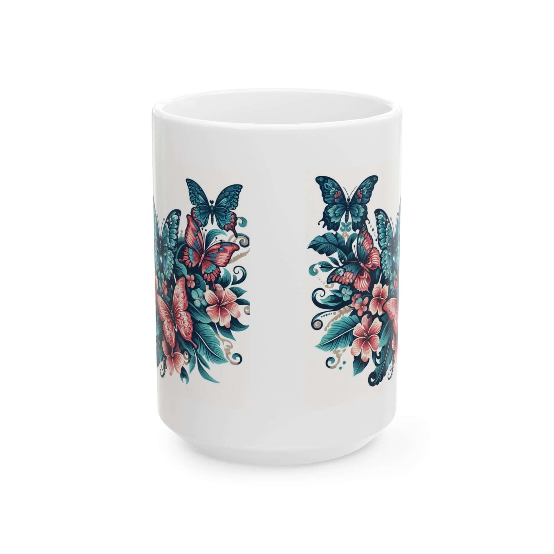 Colorful Butterfly Floral Ceramic Coffee Mug | 11oz & 15oz Options | Dishwasher & Microwave Safe - Wyld Peak