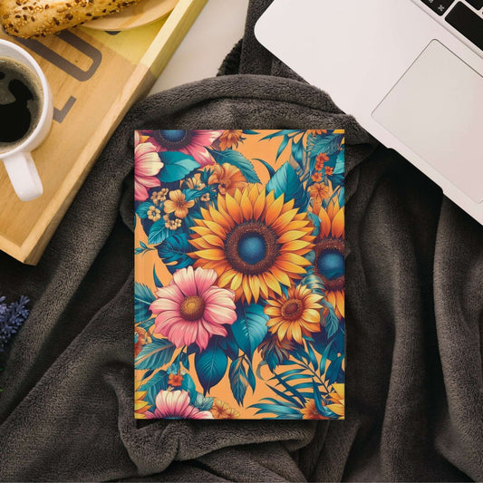 Sunflower Floral Hardcover Journal | Matte Finish Notebook | Elegant Writing Diary - Wyld Peak